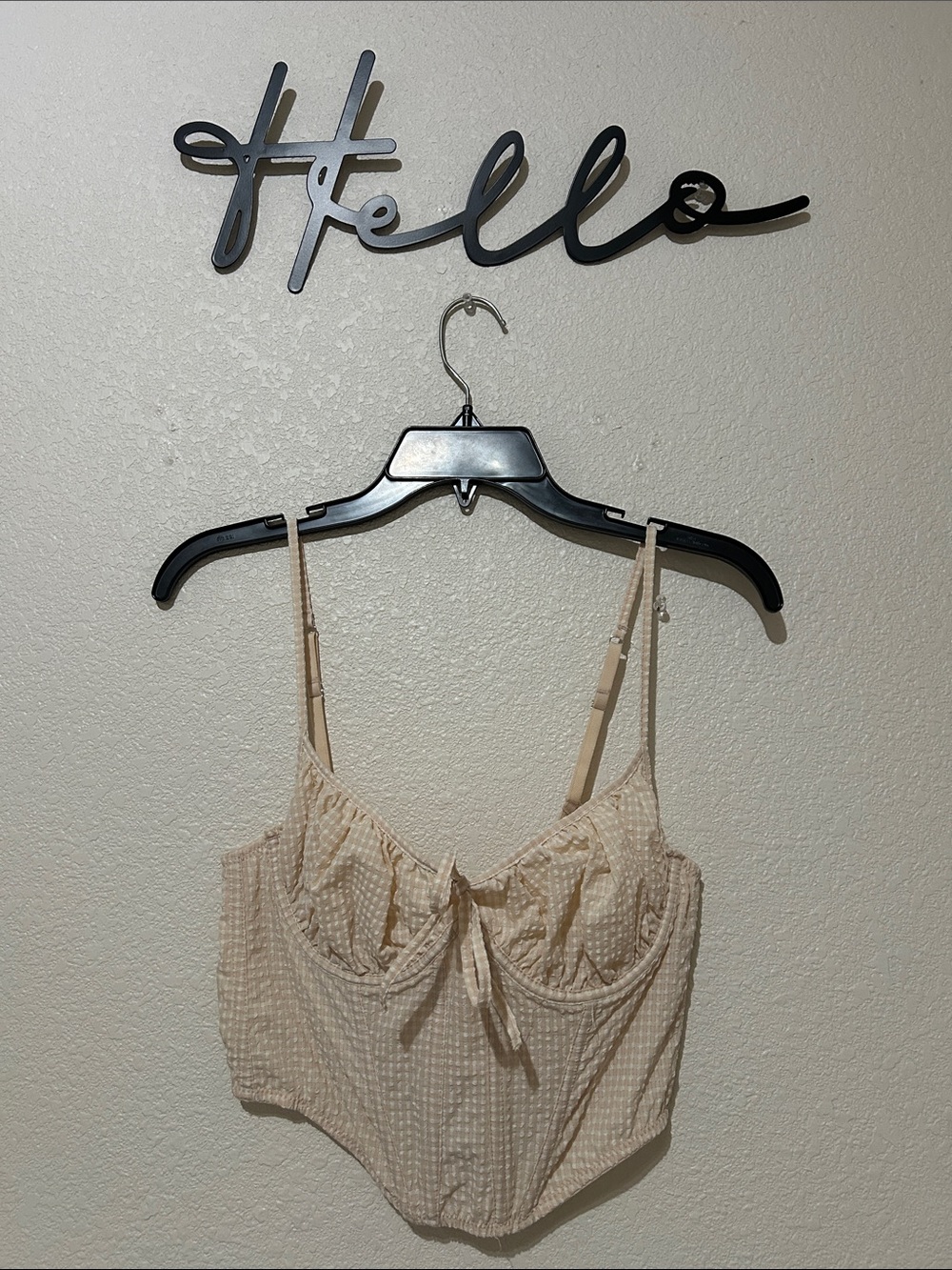 Beige Seersucker Bustier Camisole
